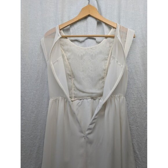 Forever 21 women's size medium cream short lace cap sleeve dress zip closure L10 - Picture 6 of 11